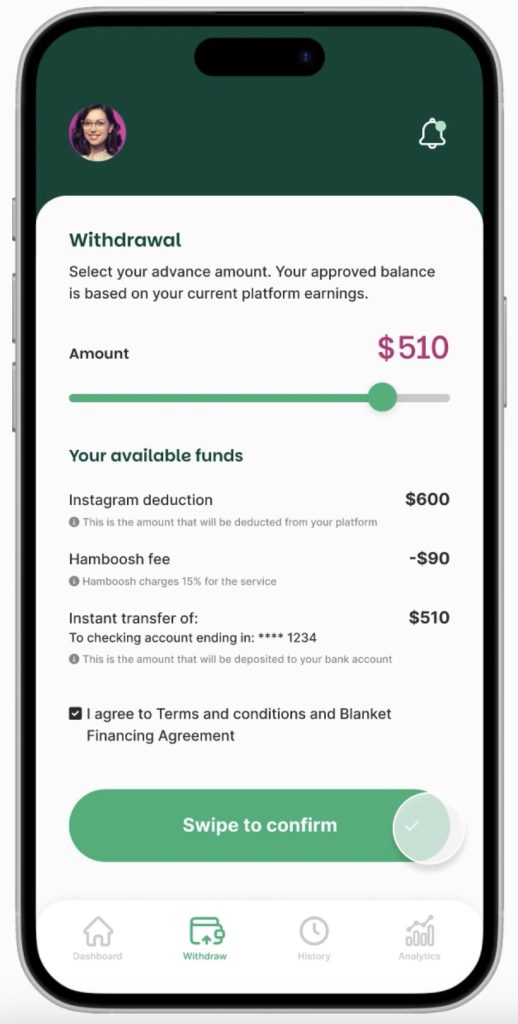Withdrawal from your pending balance